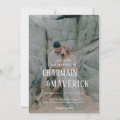 はっきりしたタイポグラフィ写真QRコー結婚ド 招待状 (正面)