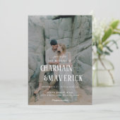 はっきりしたタイポグラフィ写真QRコー結婚ド 招待状 (スタンド正面)