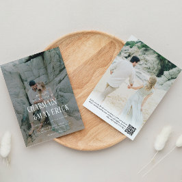 はっきりしたタイポグラフィ写真QRコー結婚ド 招待状