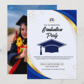 はっきりしたタイポグラフィ卒業招待状 招待状 (正面/裏面)