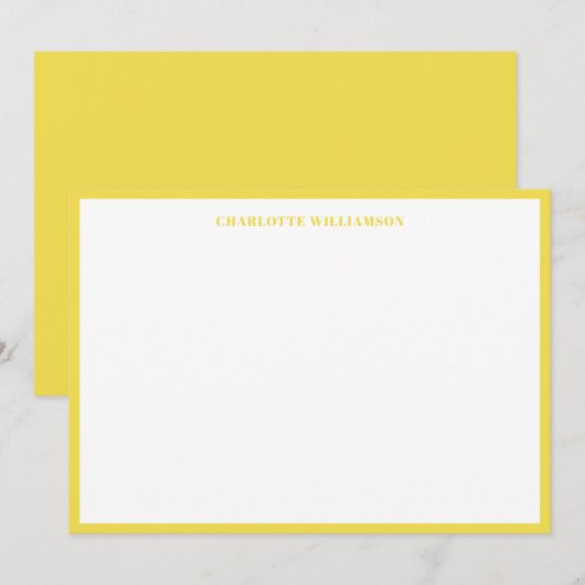 はっきりしたタイポグラフィ名パーソナライズされた黄色縁ど サンキューカード (正面/裏面)