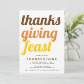 はっきりしたタイポグラフィ感謝祭秋色 招待状 (スタンド正面)