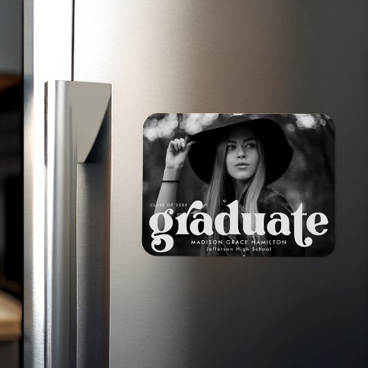 はっきりしたタイポグラフィ白写真卒業 マグネット