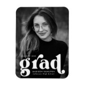 はっきりしたタイポグラフィ白写真卒業 マグネット (縦)