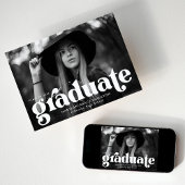 はっきりしたタイポグラフィ白写真卒業 案内状