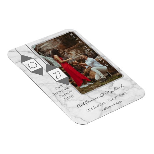 はっきりしたタイポグラフィ白大理石フォトミニマル マグネット (右側)