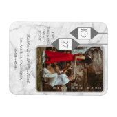 はっきりしたタイポグラフィ白大理石フォトミニマル マグネット (横)