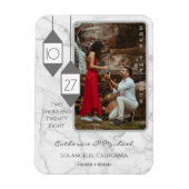 はっきりしたタイポグラフィ白大理石フォトミニマル マグネット (縦)