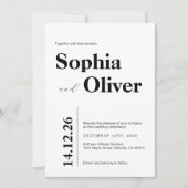 はっきりしたタイポグラフィ白黒 招待状 (正面)