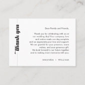 はっきりしたタイポグラフィ結婚の感謝 プレイスカード (正面)