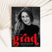 はっきりしたタイポグラフィ赤写真卒業 案内状