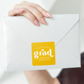 はっきりしたタイポグラフィ黄の卒業 スクエアシール