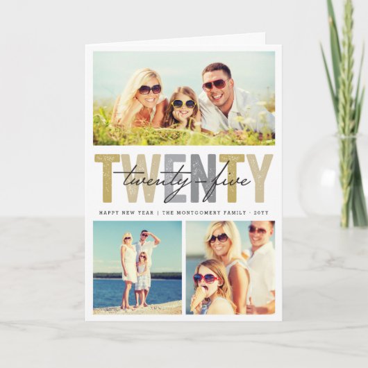 はっきりしたタイポグラフィ2025年新年3フォトコラージュ シーズンカード (正面)