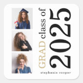 はっきりしたタイポグラフィ3写真ホワイト2023卒業 スクエアシール (正面)