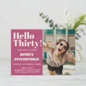 はっきりしたタイポグラフィ30モダンth Birthday Photoパーティー 招待状 (スタンド正面)
