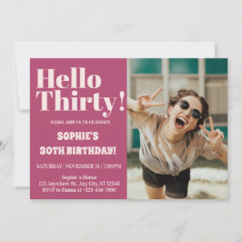 はっきりしたタイポグラフィ30モダンth Birthday Photoパーティー 招待状