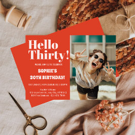 はっきりしたタイポグラフィ30モダンth Birthday Photoパーティー 招待状