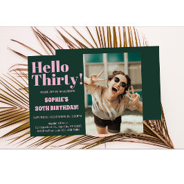 はっきりしたタイポグラフィ30モダンth Birthday Photoパーティー 招待状