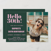 はっきりしたタイポグラフィ30モダンth Birthday Photoパーティー 招待状 (正面/裏面)