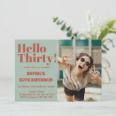 はっきりしたタイポグラフィ30モダンth Birthday Photoパーティー 招待状 (スタンド正面)