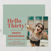 はっきりしたタイポグラフィ30モダンth Birthday Photoパーティー 招待状 (正面/裏面)