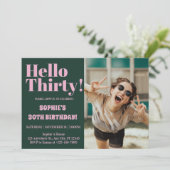 はっきりしたタイポグラフィ30モダンth Birthday Photoパーティー 招待状 (スタンド正面)