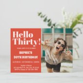 はっきりしたタイポグラフィ30モダンth Birthday Photoパーティー 招待状 (スタンド正面)