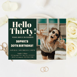 はっきりしたタイポグラフィ30モダンth Birthday Photoパーティー 箔招待状