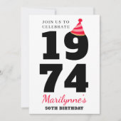 はっきりしたタイポグラフィ50誕生日 招待状 (正面)