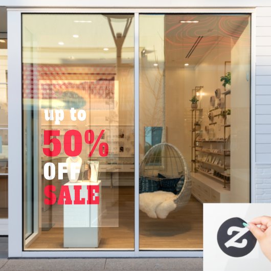 はっきりしたタイポグラフィ50%オフ販売レッドホワイト ウィンドウサイン (店舗窓)