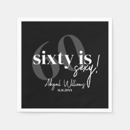 はっきりしたタイポグラフィ60th Birthday Party付き スタンダードカクテルナプキン
