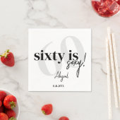 はっきりしたタイポグラフィ60th Birthday Party付き スタンダードカクテルナプキン (インサイチュ)