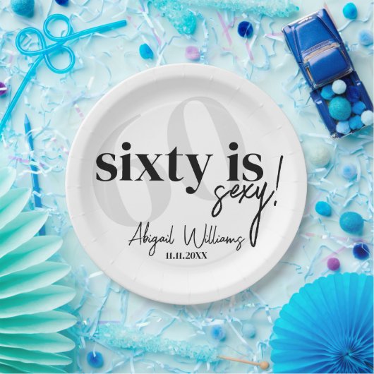 はっきりしたタイポグラフィ60th Birthday Party付き ペーパープレート (パーティー)