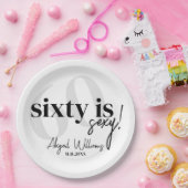 はっきりしたタイポグラフィ60th Birthday Party付き ペーパープレート (パーティー)