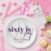 はっきりしたタイポグラフィ60th Birthday Party付き ペーパープレート (パーティー)