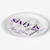 はっきりしたタイポグラフィ60th Birthday Party付き ペーパープレート (アングル)