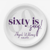 はっきりしたタイポグラフィ60th Birthday Party付き ペーパープレート (正面)