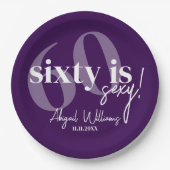 はっきりしたタイポグラフィ60th Birthday Party付き ペーパープレート (正面)