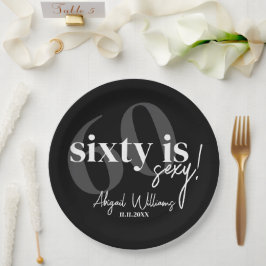 はっきりしたタイポグラフィ60th Birthday Party付き ペーパープレート