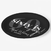 はっきりしたタイポグラフィ60th Birthday Party付き ペーパープレート (アングル)