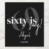 はっきりしたタイポグラフィ60th Birthday Party付き ワインラベル (シングルラベル)