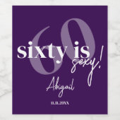 はっきりしたタイポグラフィ60th Birthday Party付き ワインラベル (シングルラベル)