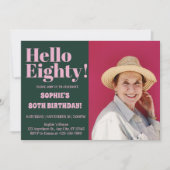 はっきりしたタイポグラフィ80モダン番目の誕生日写真パーティー 招待状 (正面)