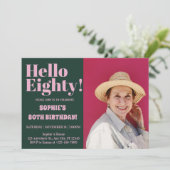 はっきりしたタイポグラフィ80モダン番目の誕生日写真パーティー 招待状 (スタンド正面)