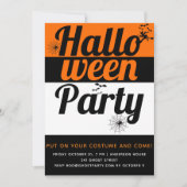 はっきりしたタイポグラフィ、こうもり及びクモハローウィンパーティ 招待状 (正面)