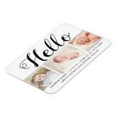 はっきりしたタイポグラフィ「こんにちは」 3 Photo Birth Announcement マグネット (左側)