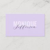 はっきりしたタイポグラフィ&スクリプト薄紫ラベンダーQRコードバス 名刺 (正面)