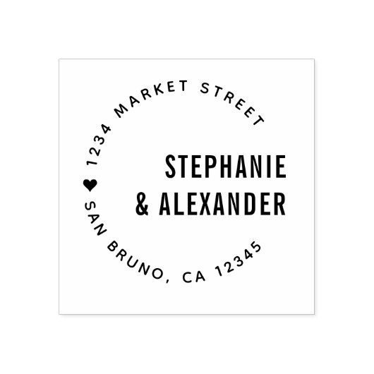 はっきりしたタイポグラフィ・ハートニュー結婚差出人住所 ラバースタンプ (インプリント)