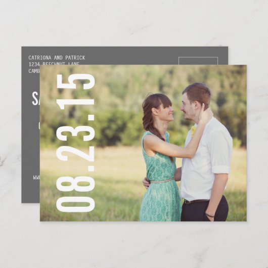 はっきりしたタイポグラフィ |写真はがきを保存する 案内ポストカード (正面/裏面)