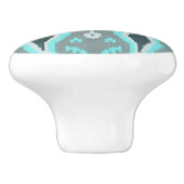 はっきりしたターコイズブルーグレイイカットトバルアートパターン セラミックノブ (側面)